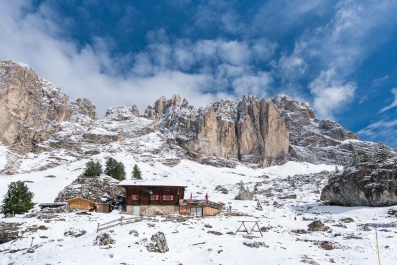 Schneewanderung auf dem  Friedrich-August-Weg am Fusse des Plattkofels_36