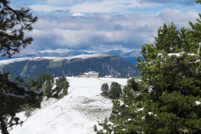 Schneewanderung auf dem  Friedrich-August-Weg am Fusse des Plattkofels_47