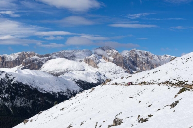 Schneewanderung:  Friedrich-August-Weg am Fusse des Plattkofels_22
